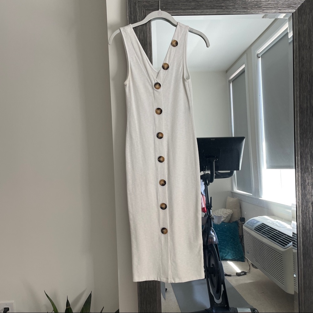 H&M White Button Down Midi Dress